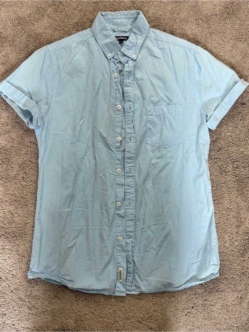 Express Light Blue Short-Sleeve Button-Down Shirt